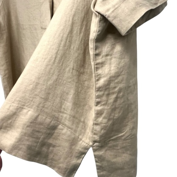 Quince 100% Organic Linen Short Sleeve Button Front Boxy Casual Shirt Women Larg - Picture 8 of 13